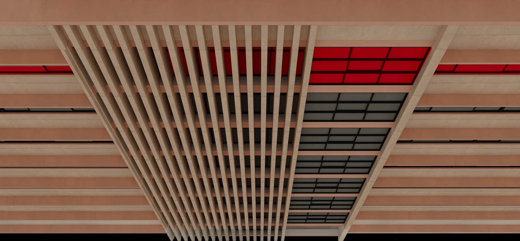 Architectural wireframe from the Branch 215 reconstruction.