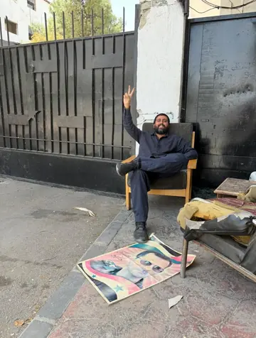 At a former regime site in Syria after the fall of the Assad dictatorship