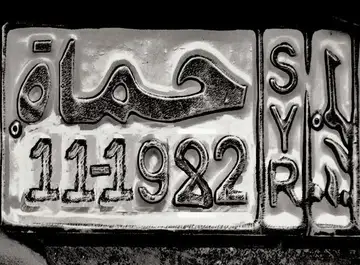 Hama license plate bearing the number 11-1982, photographed for Hama 1982 — Hama 2011
