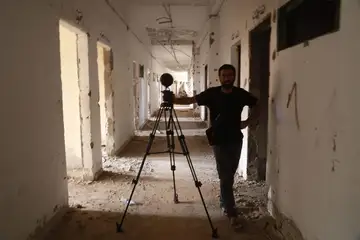 Spatial documentation camera inside the Municipal Stadium prison in Raqqa